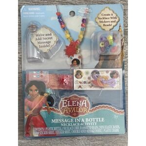 NEW Disney Elena Of Avalor Message in a Bottle Necklace Activity-Stickers Beads
